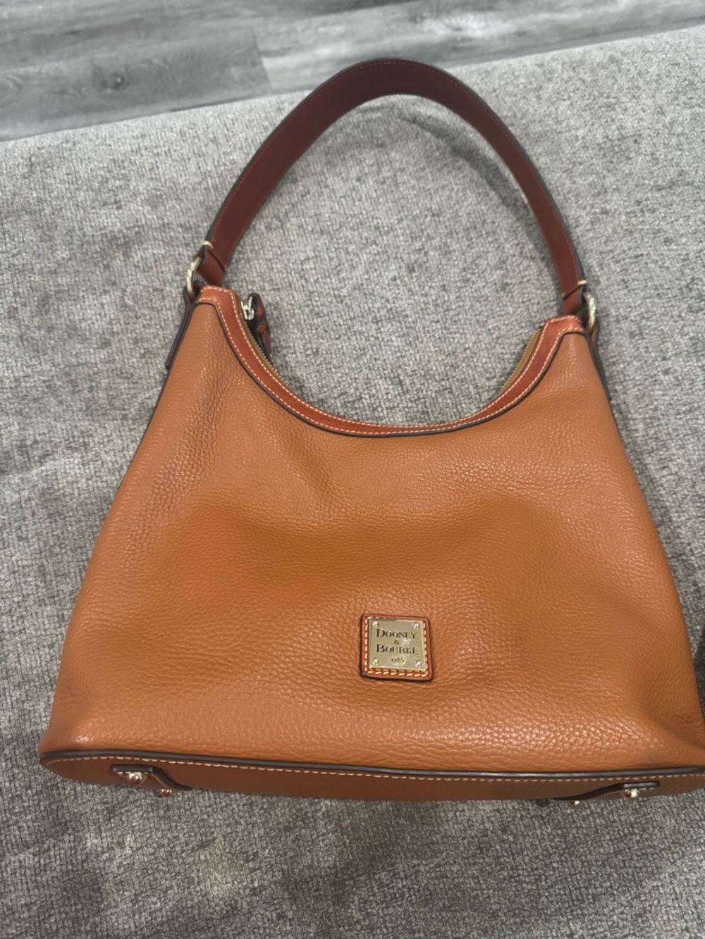 Dooney & Bourke Chestnut Brown Pebbled Leather Shoulder Bag